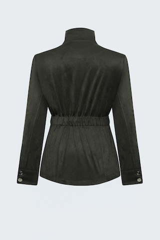 Sateen Kuşaklı Süet Ceket - Haki-138097