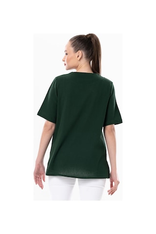 Kısa Kol Şile Bezi Gökkuşağı Nakış Detaylı Yazlık Bluz Yeşil Ysl-yeşil