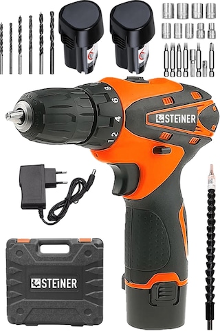 Steiner Titan 36 V Metal Şanzuman Çift Akülü Şarjlı Vidalama + Set Turuncu