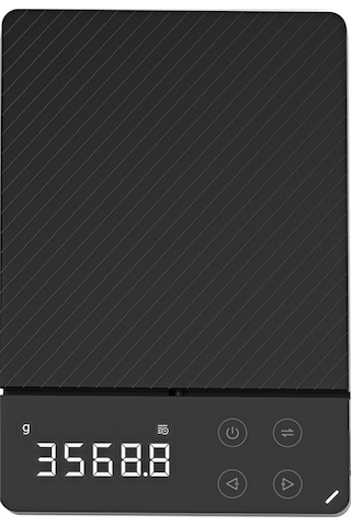 Maiyame Şarj Edilebilir Mutfak Terazisi - 5 Birimli Hassas Tartım, Led Ekran, Tarihçe Kaydı, Tare Fonksiyonu Siyah