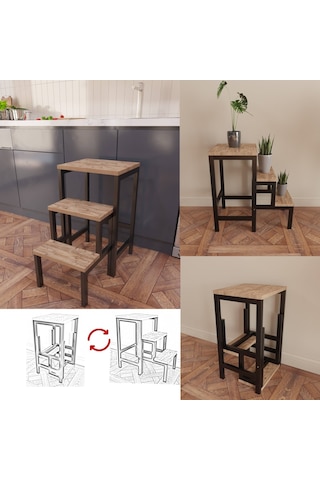 Yüceer Home Çok Amaçlı Katlanır Merdiven Çiçeklik Görseli Tabure
