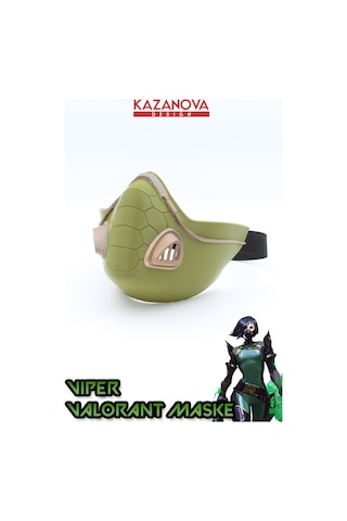 Kazanova Design Viper Maskesi Lastikli Giyilebilir Gerçek Boy Valorant Cosplay