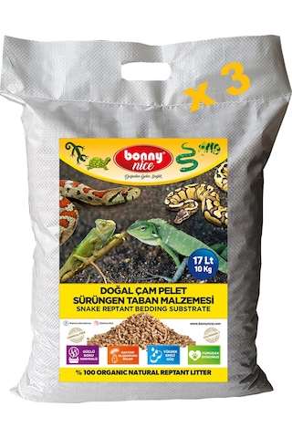 Bonny Nice Doğal Çam Pellet Sürüngen Taban Malzemesi 17 l x 3 Pk