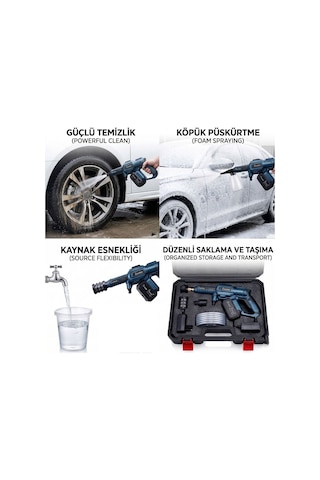 Carstar Cr-25709 Yüksek Basınçlı Oto Yıkama Makinesi Şarjlı Araç Yıkama
