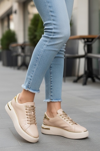 Bej Bağcıklı Hafif Kadın Sneaker Lady 029 Z Bej