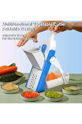 Honeybeeshop Genaı Çok Amaçlı Sebze Doğrayıcı Ve Meyve Dilimleyici Blue Manuel Gıda Rendesi Ayarlanabilir Paslanmaz Çelik Bıçak İle Patates Soğan Havuç İçin 1 Parça