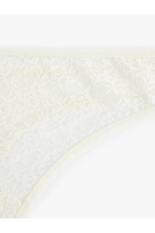 Koton Transparan Dantelli String Külot Ekru 5slk30258mk Ekru