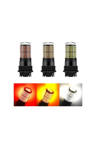 Singree 2 Adet 3156 P27w T25 3014-144smd Canbus Led Ampul - Sarı Sinyal Ve Stop Lambası 112 Karakter