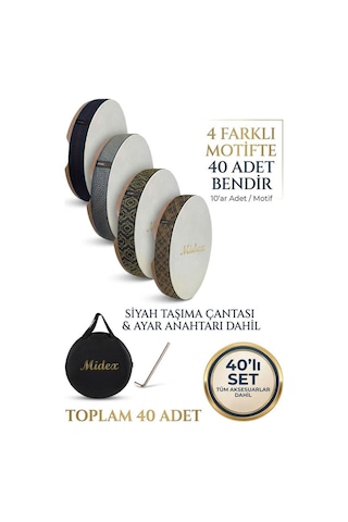 Midex Br-40x Profesyonel 40'lı Karma Desenli Bendir Def Avantaj Paketi