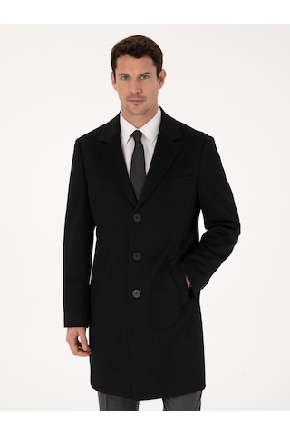 Cacharel Siyah Slim Fit %100 Kaşmir Palto