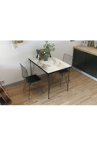 Ebrar İki Kişilik Mutfak Balkon Bahçe Kafe Masa Takımı 60 X 90
