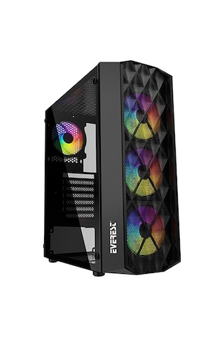 Everest Bumpy 4*12Cm Rainbow Fan Tempered Camlı Gaming Oyuncu Kasası