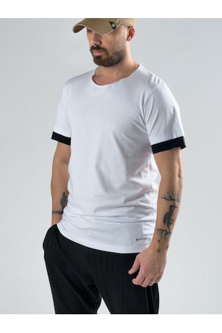 Cocopelli Oversize Siyah Parçalı Beyaz Erkek T-shirt Coc3075