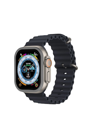 Cosmotex Newface Apple Watch Uyumlu Ultra 49mm Alüminyum Kasa Cam Ekran Koruyucu - Gri