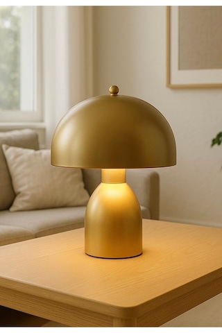 Modern Burry Abajur Masa Lambası Metal Gövde Tasarım Ürün Eskitme Gold Sarı Gold