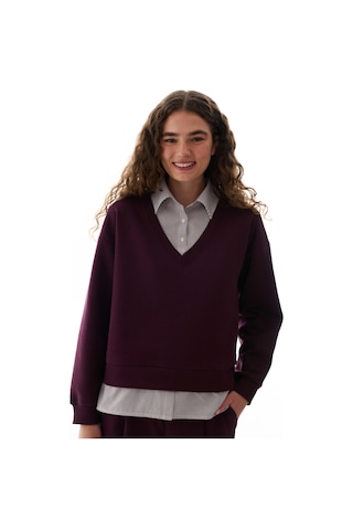 Penti Bordo Gömlek Katmanlı Polo Yaka Sweatshirt