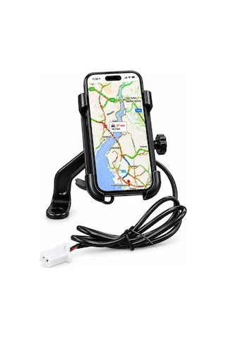 Motosiklet Uyumlu Usb Ayna Telefon Tutacağı Tüm Yıllar Abs Plastik + Metal Siyah Renk Motosiklet Uyumlu Usb Ayna Telefon Tutacağı Tüm Yıllar Abs Plastik + Metal Siyah Renk
