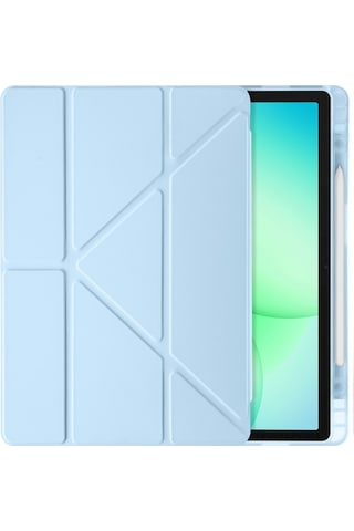 Samsung Galaxy Tab A11 Plus 2025 Kılıf Uyumlu Standlı Kalem Bölmeli Akıllı Trifolding Kapak Sm-x230 Açık Mavi