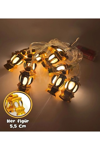 10 Ledli 2 Metre 5.5 Cm Figürlü Ramazan Süsü Led Altın