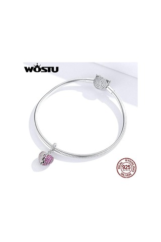 Wostu 925 Ayar Gümüş Sadece Seni Seviyorum Kalp Dangle Charm Fit Orijinal Bilezik Dıy Takı Gümüş