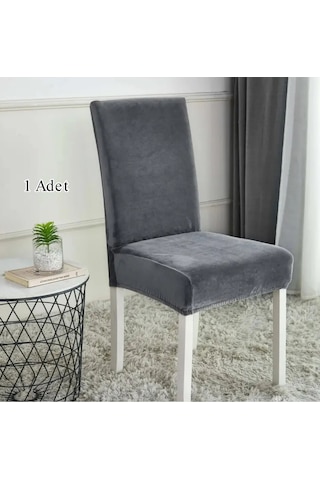 StarMall Ipek Kadife Sandalye Kılıfı Sandalye Örtüsü Lastikli Standart 1 Adet Antrasit