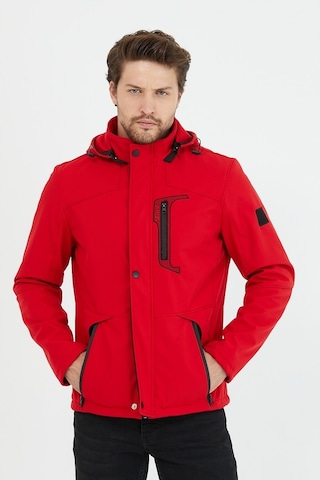 Mero Life Içi Kürklü Kapüşonlu Su Ve Rüzgar Geçirmez Softshell Erkek Mont Kırmızı