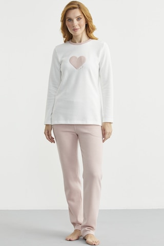 Kışlık Yumuşak Dokulu Fitilli Pijama Takım - Pembe Pembe