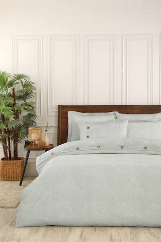 Özdilek Sadem Organik Soft Linen King Size Saten Nevresim Takımı Krem