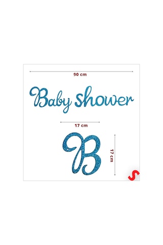 Baby Shower Simli Folyo Karton Banner, 90 Cm - Mavi Diğer