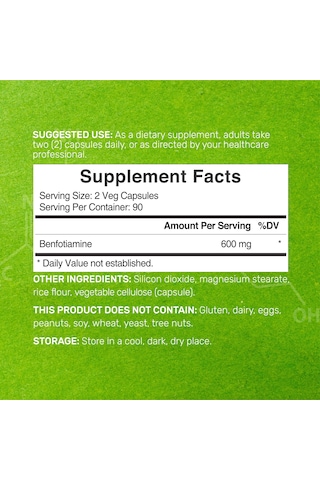 Deal Supplement Benfotiamine Fat Soluble Vitamin B1 600 MG 180 Kapsül