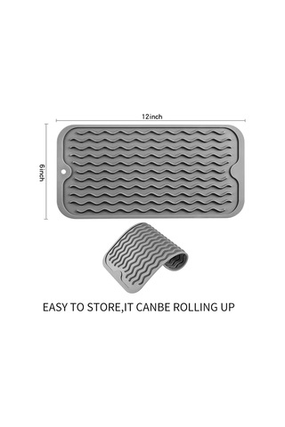 Xiaaokeji Çok Amaçlı Bulaşık Kurutma Matı, Mutfak İçin Silikon Mat Gri-a Gri
