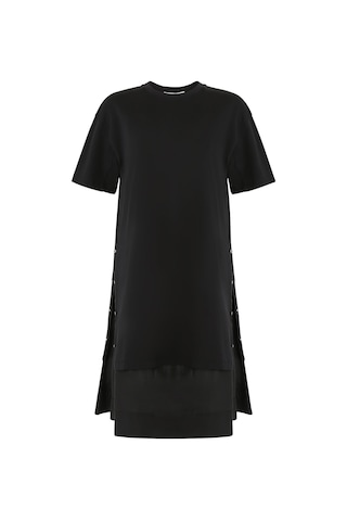 3.1 Phillip Lim Etekli Oversize Tişört Kombo Elbise Rahat Ve Şık Kadın Elbisesi Siyah