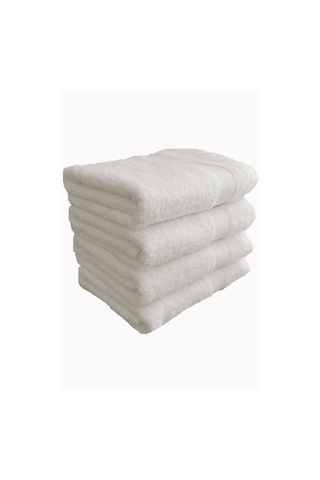 4 Lü El Yüz Havlu Seti %100 Pamuklu 50x90 Cm Simple Time Havlu Takımı Beyaz