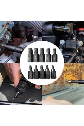 Xurunkeji Yükseltme Vida Çıkarma Seti, 10 Adet 3.2-10.3mm Ağır Hizmet Tipi Altıgen Başlı Vida Çıkarma Seti Pas Hasarlı Cıvatalar İçin 8x5x3cm