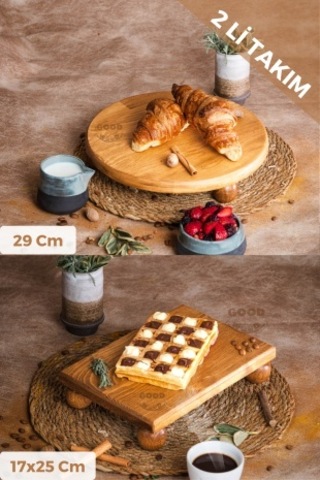 Justwood 2'li Risus Top Ayaklı 29 CM ve 17x25 CM Ahşap Dikdörtgen