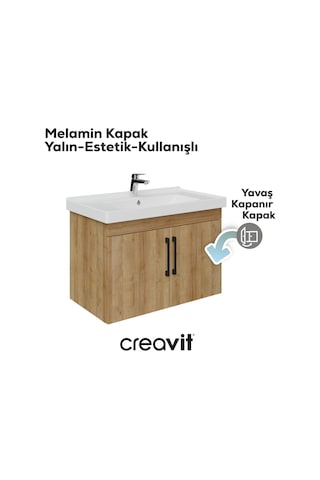 Creavit D20 80 Cm Kapaklı Lavabo Dolabı Everest Melamin Kapak Ahşap