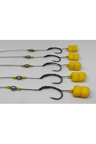 Yüzen Çift Mısırlı Hazır Sazan Rig Takımı ( 5' Li Set)