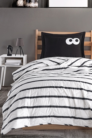 Eponj Home Kapitone Yatak Örtüsü Seti Tek Kişilik Funny Siyah Siyah