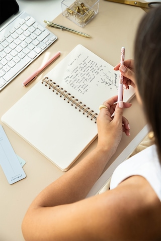 A5 Spiralli Sert Kapak Keten Düz Çizgisiz Tarihsiz Not Defteri Şeker Pembe Şeker Pembe