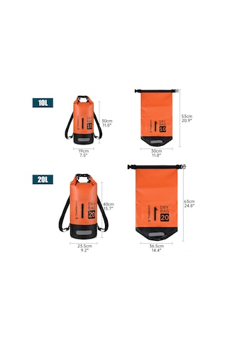 Springsun 10l/20l Su Geçirmez Sırt Çantası, Pvc Malzeme, Seyahat Ve Su Sporları İçin Roll-top Kuru Çanta, Telefon Kılıfı Dahil