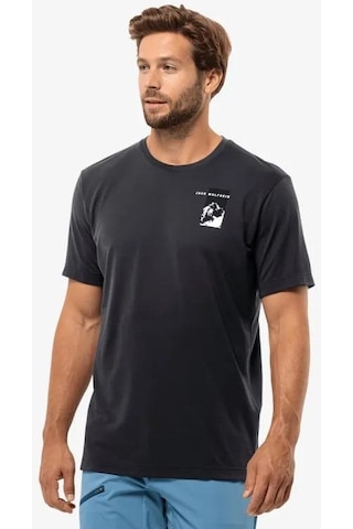 Jack Wolfskin Vonnan S/s Graphic T M Erkek Tişört 1809941-6350 Siyah