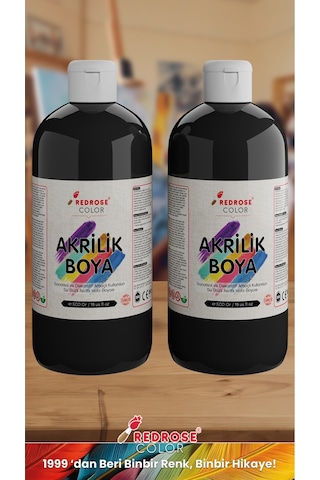 Red Rose Siyah Akrilik Boya 2'li Set 2 x 500  G