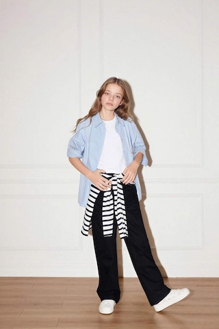 Defacto 90s Wıde Leg İspanyol Paça Gabardin Pantolon Kız Çocuk G0603a826spbk27 Siyah-bk27