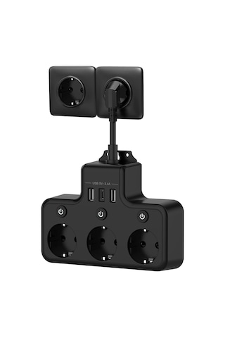 Qianfan Dörtlü Priz Bağımsız Anahtar 3 Soket Ve 3 Usb Şarj