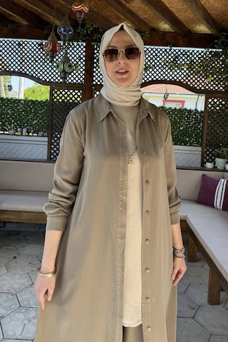 Rabia Şamlı Elif Pantolonlu Takım Vizon Normal