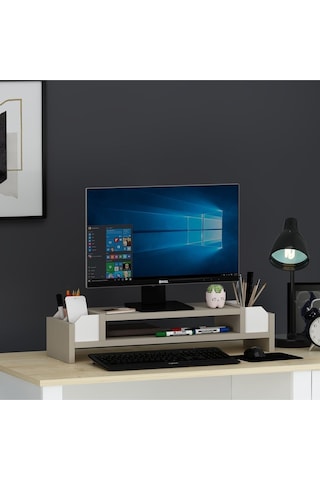 Çınar Monitör Yükseltici Bej-beyaz