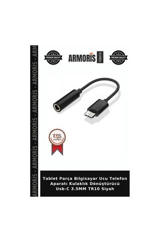 Tablet Parça Bilgisayar Ucu Telefon Aparatı Kulaklık Dönüştürücü Usb-c 3.5mm Tr10 Siyah