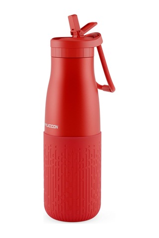 Puccon Pipetli 500 Ml Kırmızı Paslanmaz Çelik Matara/suluk - Silikon Gövde Yağmur - 50014