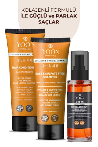 Yoon 3'lü Besleyici Ve Onarıcı Şampuan, Saç Kremi, Saç Serum Seti