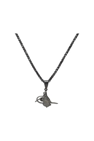 Tuğra Tasarım Siyah Renk Çelik Erkek Kolye (507024783)